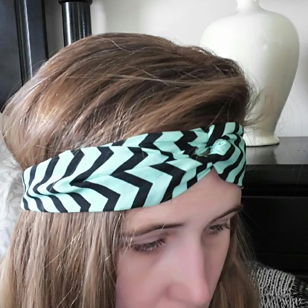Mint and black chevron fabric